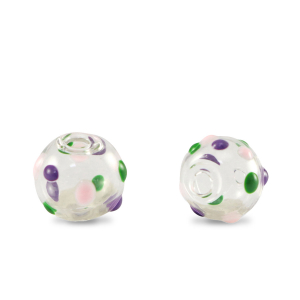 Hand-painted glass beads 8mm Transparent-Purple Green