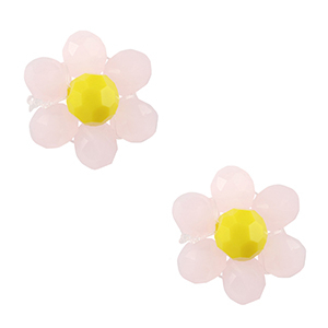 Top Faceted charms flower Pink-Yellow