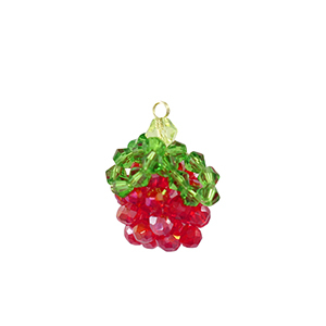 Top Faceted charms raspberry Gold-Red Green