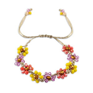 Top faceted bracelet flower Multicolour-Topaz Brown