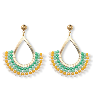 Top Faceted earrings drop Gold-Multicolour