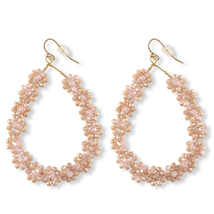 Top Faceted earrings drop Gold-Beige Rose
