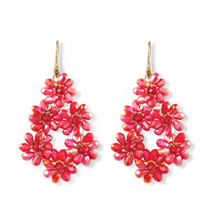 Top Faceted earrings drop Gold-Red