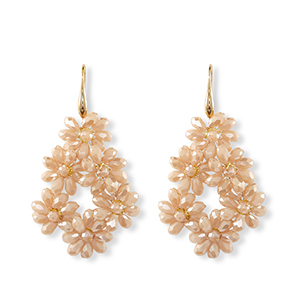 Top Faceted earrings drop Gold-Latte Beige