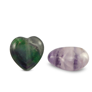 Natural stone beads Fluorite heart Purple-Green White
