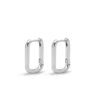 DQ European metal findings creole earrings oval Silver (nickel free)