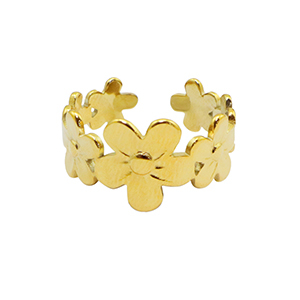 Stainless steel rings flower Gold