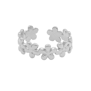 Stainless steel rings flower Silver