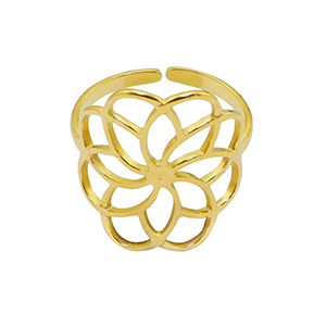 Stainless steel rings flower Gold