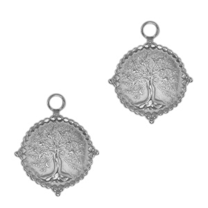 Stainless steel charms tree of life Antique Silver