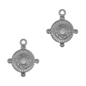 Stainless steel charms compass Antique Silver