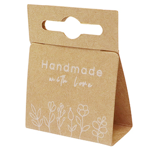 Jewellery cards "handmade with love" flowers Brown