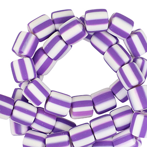 Polymer beads 6mm White-Purple