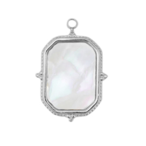 Stainless steel charms shell rectangle Silver-White (natural colour)