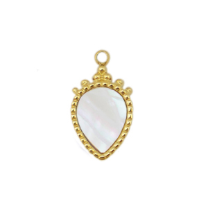 Stainless steel charms shell drop Gold-White (natural colour)