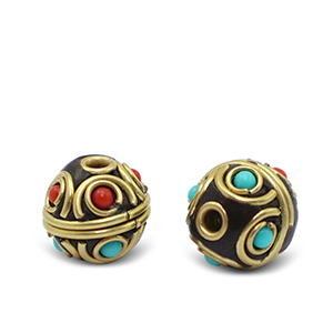 Bohemian beads Turquoise-Red Antique Gold