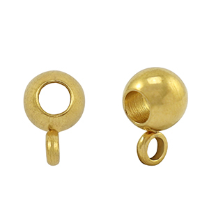 Stainless steel beads with eye 6mm Gold