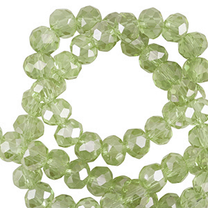 Top faceted beads 4x3mm disc Malachy Green-Pearl Shine Coating