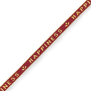Ribbon text "happiness" Bordeaux Red-Gold