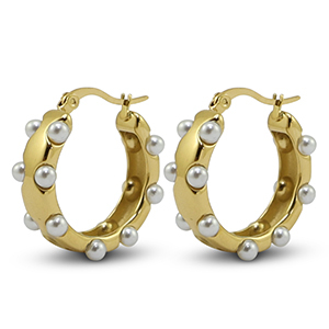 Stainless steel earrings imitation pearls Gold