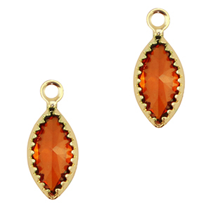 Crystal glass charms oval Red-Gold