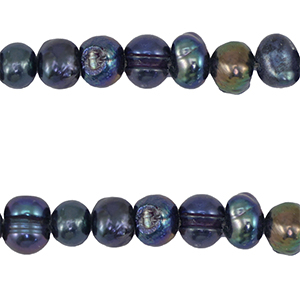 Freshwater pearls round 5-7mm Dark Peacock Blue
