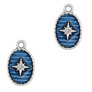 DQ European metal charms star Antique Silver-Blue (nickel free)