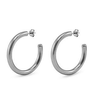 Stainless steel earrings / earpins creole Silver
