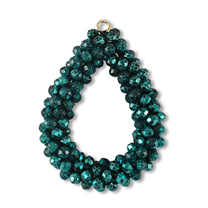 Top Faceted charms drop petrol green