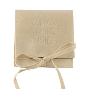 Jewellery Bag "Pretty things inside" Latte Beige