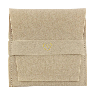 Jewellery Bag heart Latte Beige-Gold