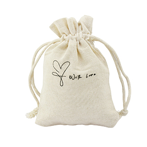 Jewellery Linen Bag "with love" Off White