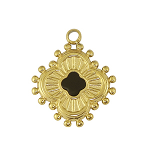 Stainless steel charms flower Gold / Black