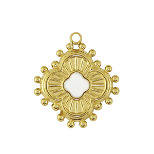 Stainless steel charms flower Gold / White