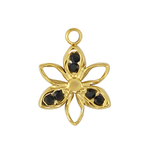 Stainless steel charms flower Gold / Black
