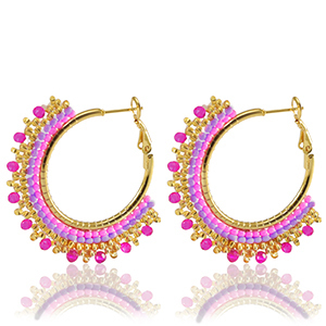 Stainless steel earrings beads Pink-Gold