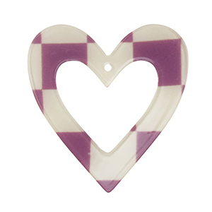 Resin pendants heart Purple-Beige