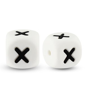 Letter beads silicone X White-black