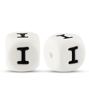 Letter beads silicone I White-black