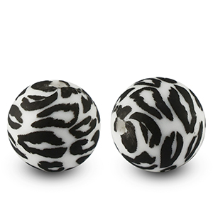 silicone beads 15mm leopard White-black