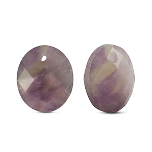 Natural stone charms Amethist oval Purple-Yellow