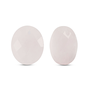 Natural stone charms Rose Quartz oval Light Pink