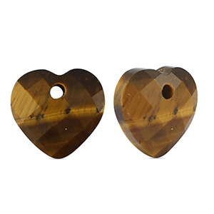 Natural stone charms Tigereye  heart Golden Brown