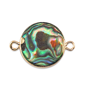 BQ Freshwater pearls connector round Gold-Ocean Green