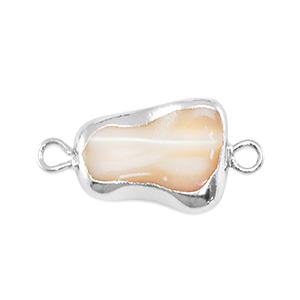 Freshwater pearls connector asymmetric Silver-Taupe