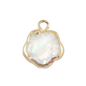 BQ Freshwater pearls charm flower Gold-Natural White