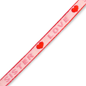 Ribbon text "sister love" Pink-Red