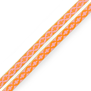 Ribbon text flower Orange-light pink