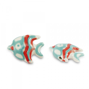 Ceramic beads fish Turquoise-Red