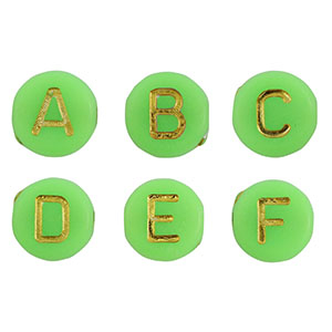Acrylic letter beads mix Neon Green-Gold